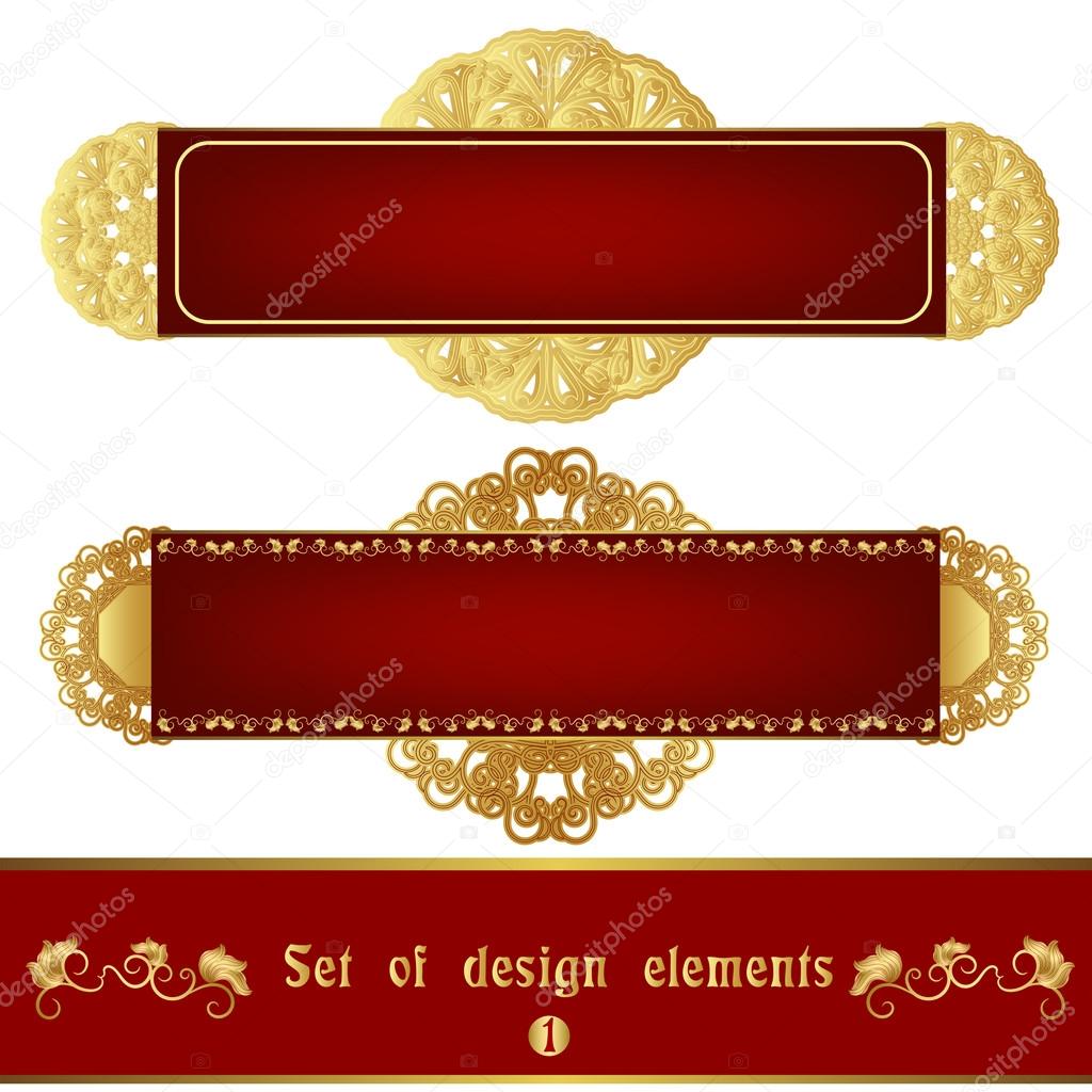 Red labels with ornament