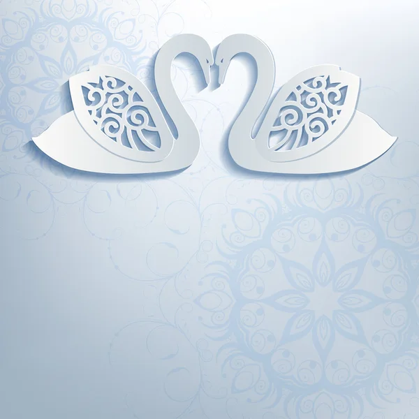 Invitación de boda con cisnes blancos . — Archivo Imágenes Vectoriales