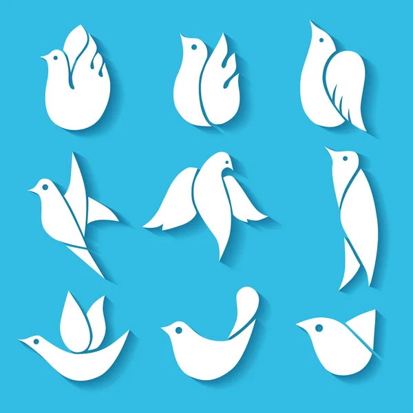 Aantal afbeeldingen vogels iconen — Stockvector