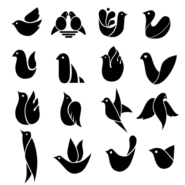 Reihe von Vogelsymbolen — Stockvektor
