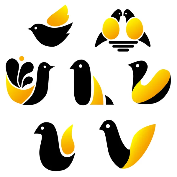 Set of  birds  icons — Stock Vector