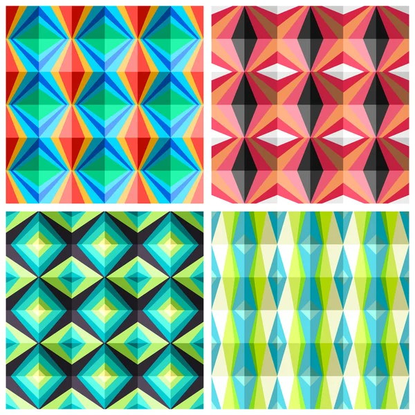 Seamless patterns in retro colours — Stock Vector