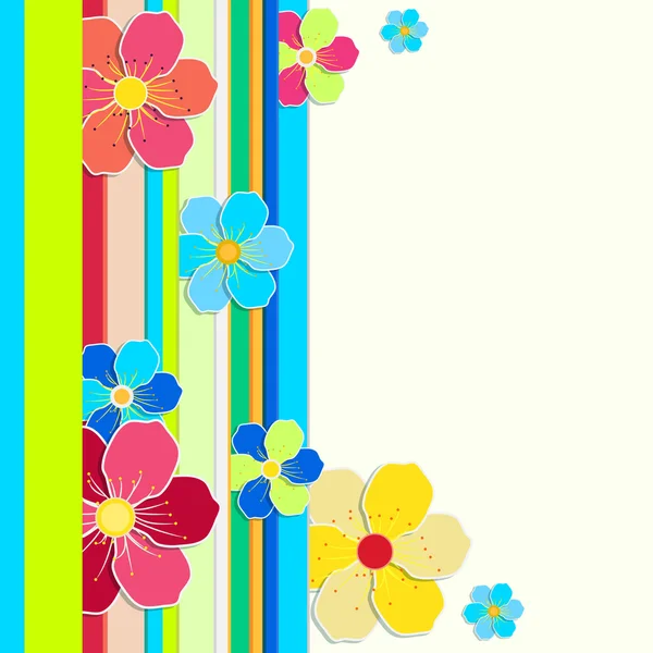 Tarjetas coloridas de rayas y flores — Vector de stock