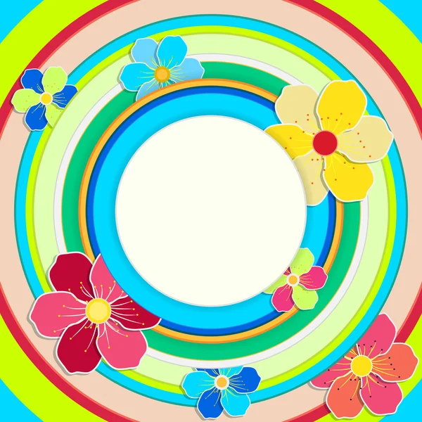 Round frame with flowers — Stock Vector