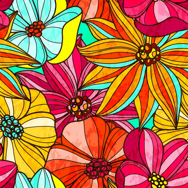 Patrón brillante floral sin costuras — Vector de stock