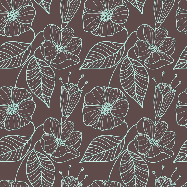 Motif floral sans couture avec feuilles et bourgeons — Image vectorielle