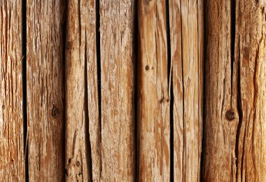 Yuvarlak ahşap kirişler. duvar arka plan veya doku