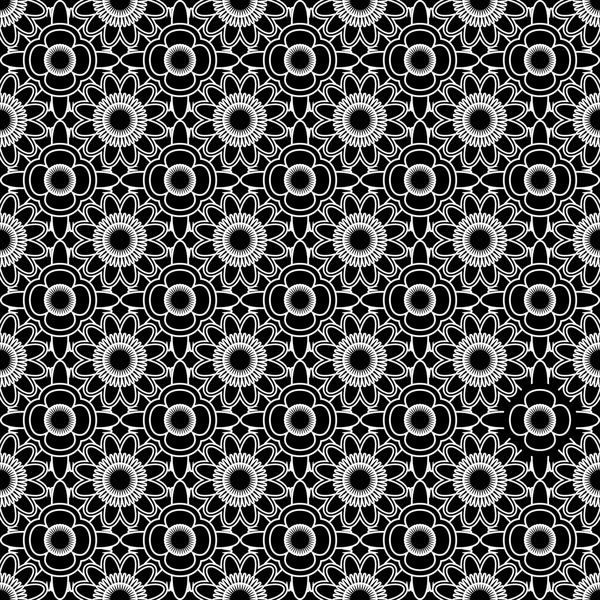 Black and white floral seamless pattern. openwork pattern — Stock Vector