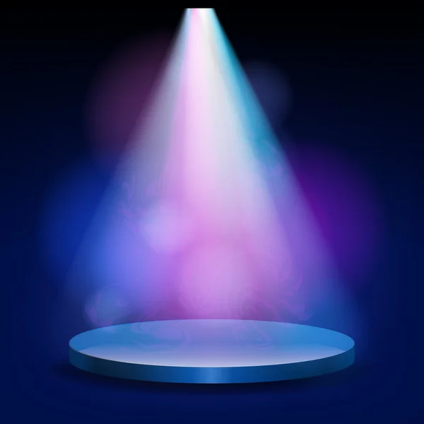 Empty stage lit with lights on blue background — Stock Vector