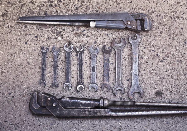 Close-up de spanners e chaves — Fotografia de Stock