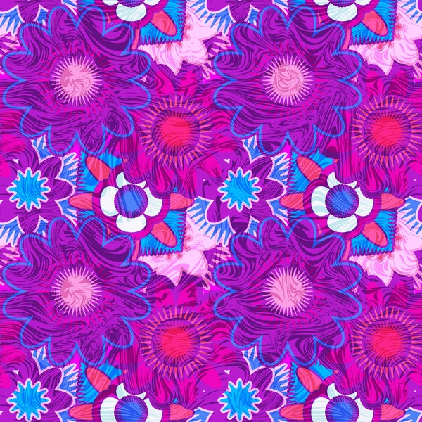 Patrón floral brillante sin costuras . — Vector de stock