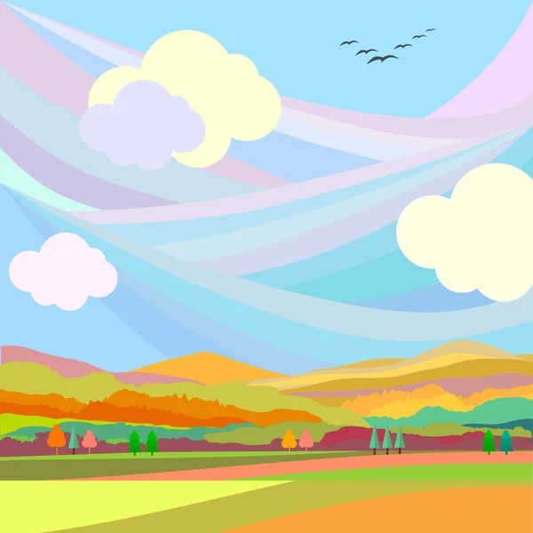 Colorido paisaje otoñal — Vector de stock