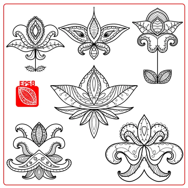 Set paisley floral elements. — Stock Vector