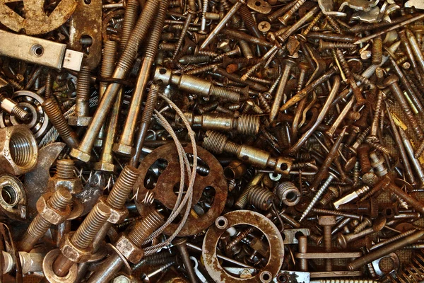 Old bolts, screws, nuts — Stock Photo, Image