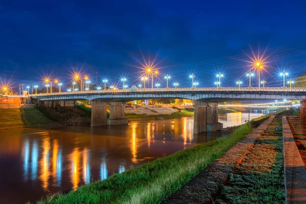 Noite Natural Vista Rio Nan Ponte Naresuan Parque Para Relaxar — Fotografia de Stock