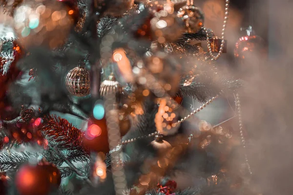 Feliz Mas Close Bolas Coloridas Caixa Presentes Decoração Pacote Imagem — Fotografia de Stock