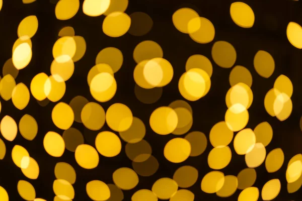 Amarelo Luz Colorida Abstrato Circular Bokeh Árvore Natal Fundo Decoração — Fotografia de Stock