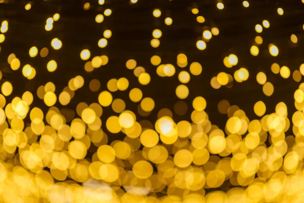 Amarelo Luz Colorida Abstrato Circular Bokeh Árvore Natal Fundo Decoração — Fotografia de Stock