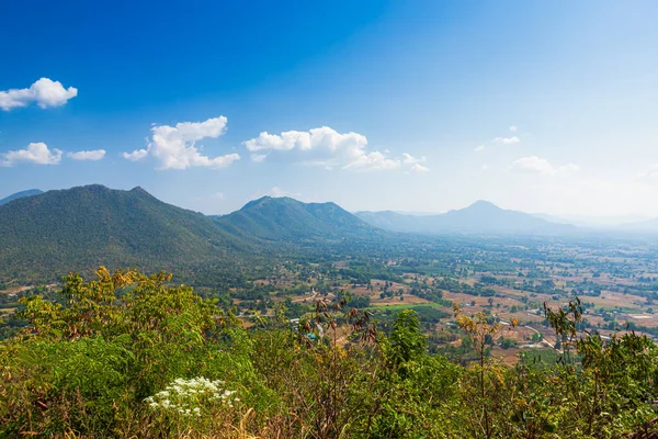 Gyönyörű Panoráma Kilátás Zöld Erdő Hegylánc Phu Thok Park Loei — Stock Fotó