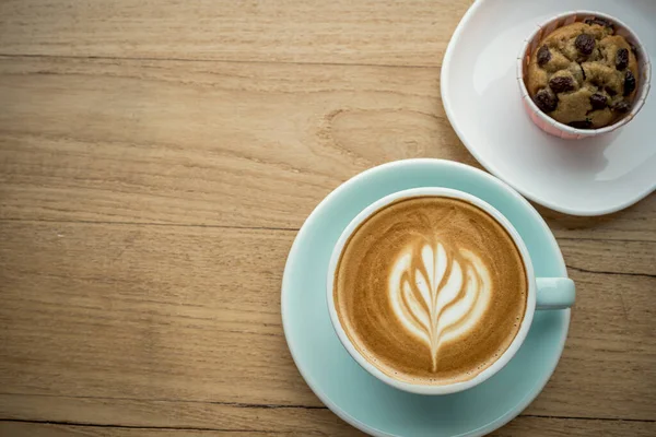 Hot Coffee Latte Latte Art Milk Foam Cup Mug Homemade — Stock Photo, Image