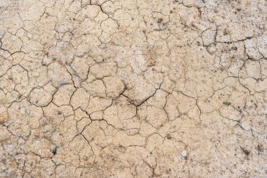 Kahverengi kuru toprak ya da çöl çatlamış toprak dokusu arka plan, karada kurak toprak ısınması.