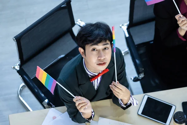 Glücklich Über Das Lächeln Homosexueller Asiatischer Geschäftsmann Lgbt Mit Lgbt — Stockfoto