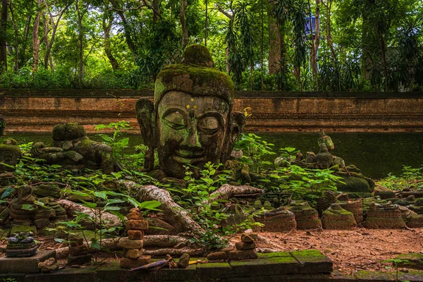 Figuras Antigas Buddha Wat Umong Suan Puthatham Templo Budista Centro — Fotografia de Stock