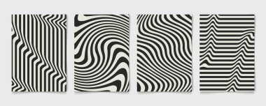 Poster kalıbının soyut, dalgalı, siyah ve gri tasarımı. Dalga tasarımı dekoratif yıllık kapak. illüstrasyon vektörü 