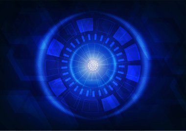 Ağ dijital şablonunun soyut mavi arayüz tasarımı. Altıgen desenli tasarım sanat arka planı. illüstrasyon vektörü