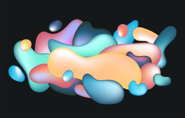 Soyut renkli sıvı 3D şekil şablonu. Başlık tasarım arkaplanı ile örtüşüyor. illüstrasyon vektörü