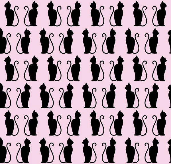 Black cat silhouette seamless pattern — Stock Vector