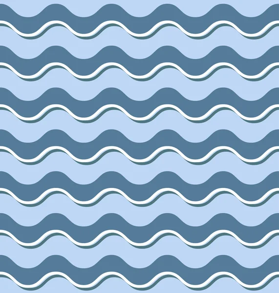 Horizontale blauwe golven naadloze patroon — Stockvector