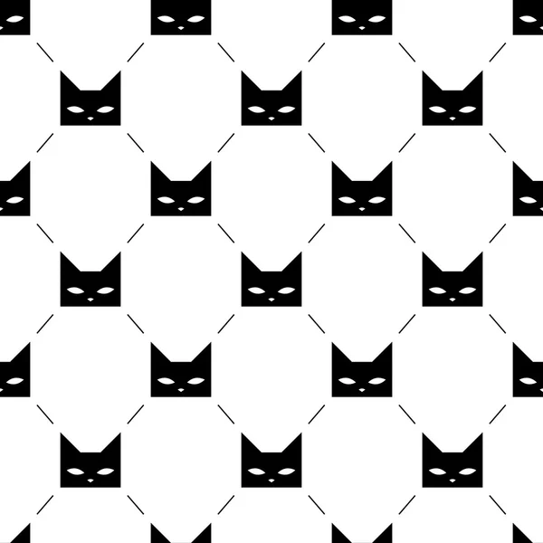 Cabezas gato negro patrón sin costura — Vector de stock