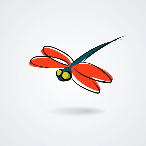 Multicolor dragonfly op witte achtergrond — Stockvector