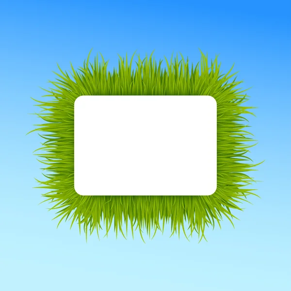 Green grass square frame on blue sky background — Stock Vector