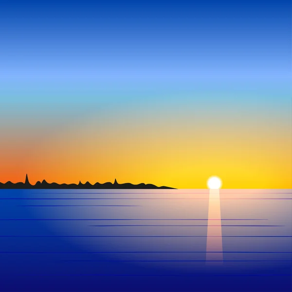 Paisaje marino al atardecer — Vector de stock