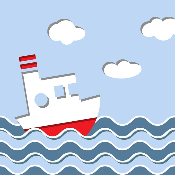 Bateau de croisière dans l'océan — Image vectorielle