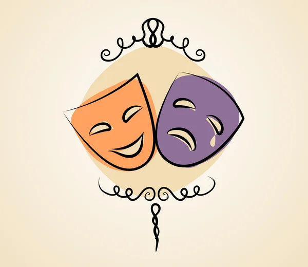 Comedy and tragedy theater masks Stock Illustration