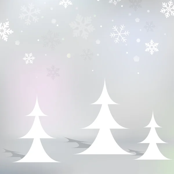 Natal fundo nevado com árvores de Natal — Vetor de Stock