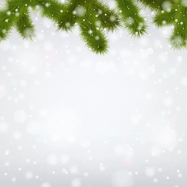 Navidad fondo nevado con ramas de abeto — Vector de stock