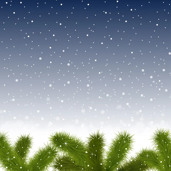 モミの枝と雪に覆われたクリスマス背景 — ストックベクタ