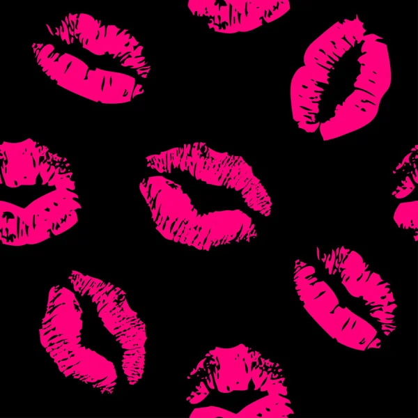 Seamless pattern with a lipstick kiss prints — Stock Vector