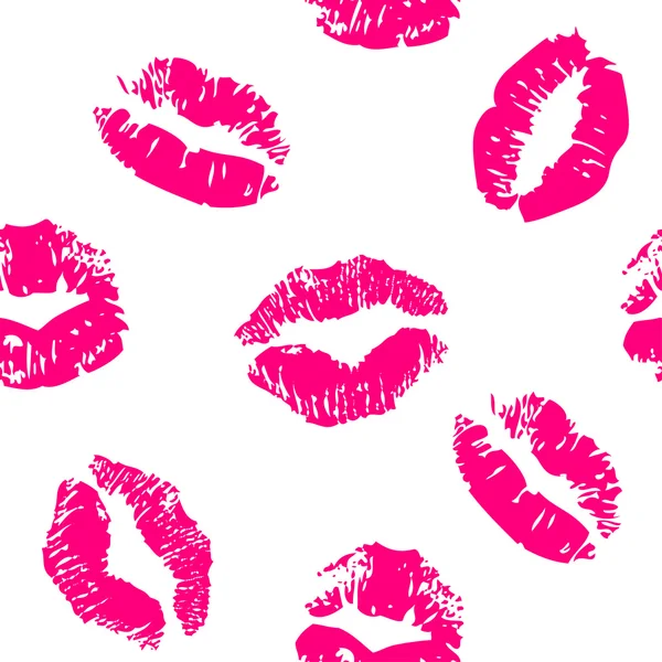 Seamless pattern with a lipstick kiss prints — Stock Vector
