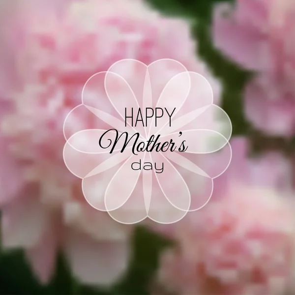 Tarjeta Happy Mothers Day sobre fondo borroso de flores — Vector de stock