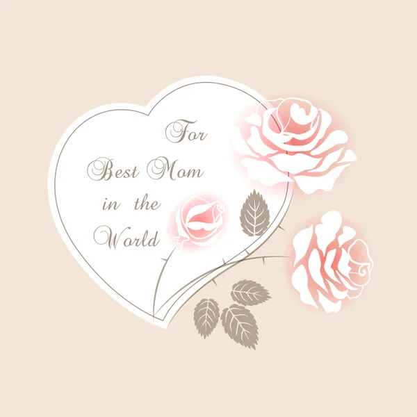 Delicada tarjeta rosa con rosas — Vector de stock