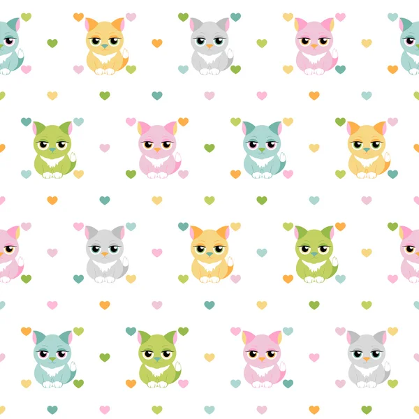 Cats and hearts children seamless pattern Royalty Free Stock Vectors