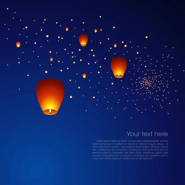 Chinese sky lanterns in a dark night background Royalty Free Stock Vectors