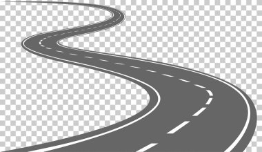 Curved road with white markings clipart