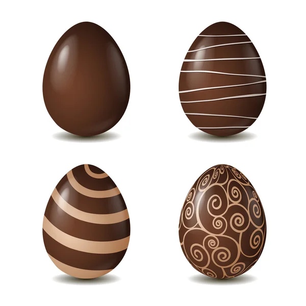 Colección de huevos de chocolate aislados sobre fondo blanco — Vector de stock