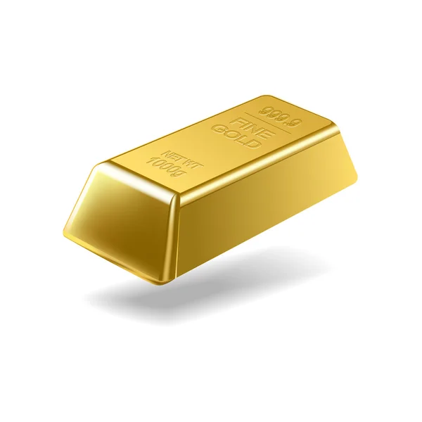 Fine gold ingot isolated on white background — Stock Vector